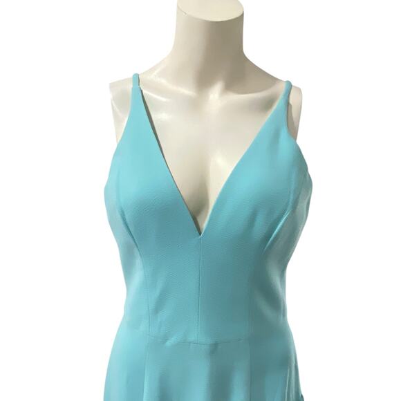 Dress the Population Iris Slit Crepe Long Gown Dress Tranquil Blue Medium - Picture 5 of 8